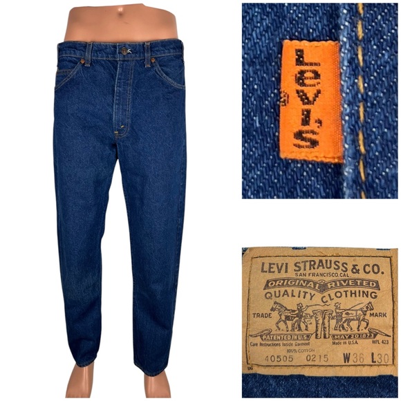 Levi’s 505 Orange Tab Jeans 35 x 29 (actual) Straight USA Vintage 1980s 36x30